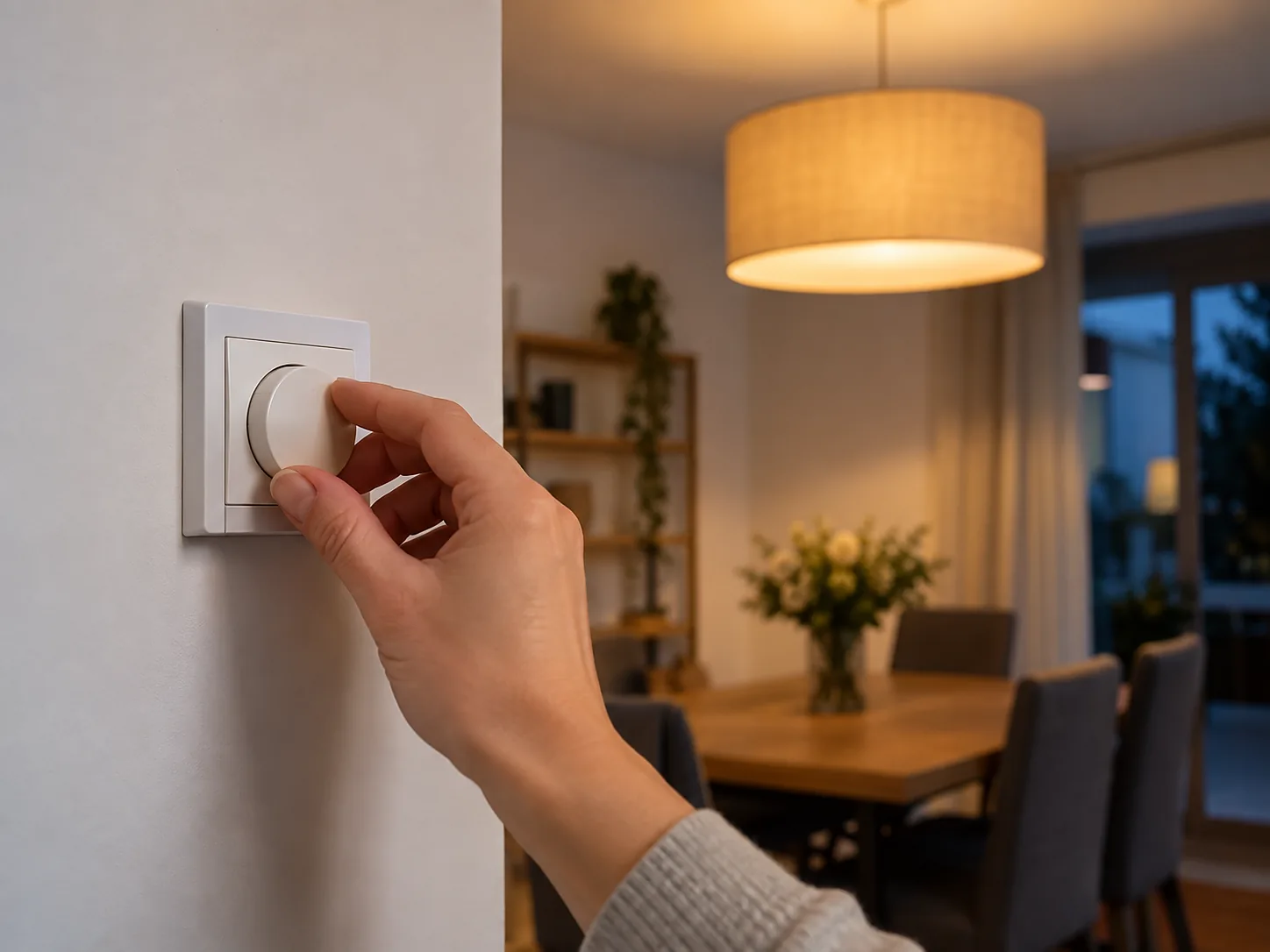 Dimmer bedient aangesloten verlichting in een woning in Amsterdam