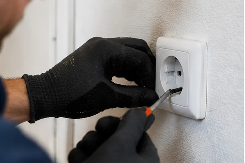 Elektricien Wibaut installeert een stopcontact
