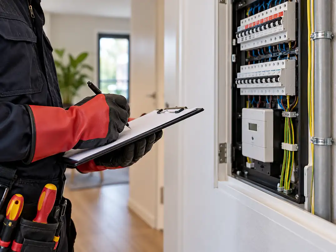 Elektricien controleert veilig de elektrische installatie en groepenkast in Amsterdam