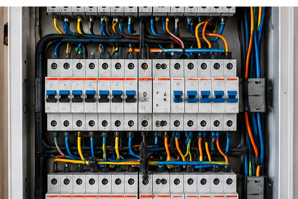 Groepenkast met bedrading en installatieautomaten