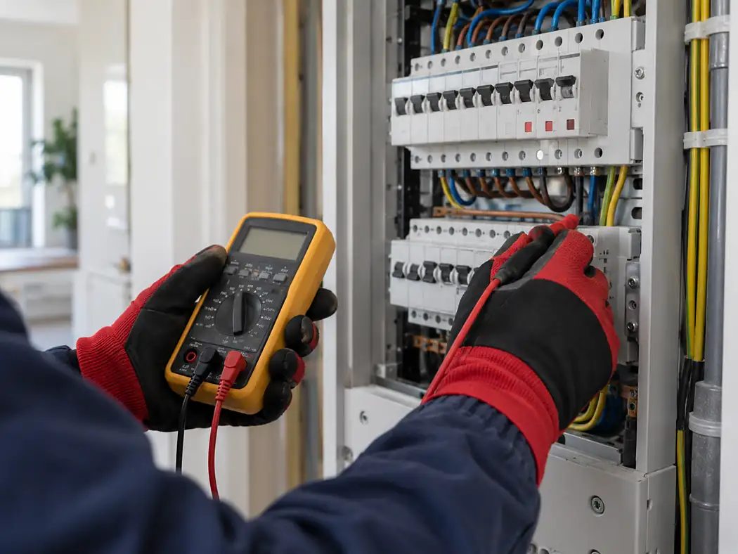 Elektricien meet en controleert een groepenkast in Amsterdam