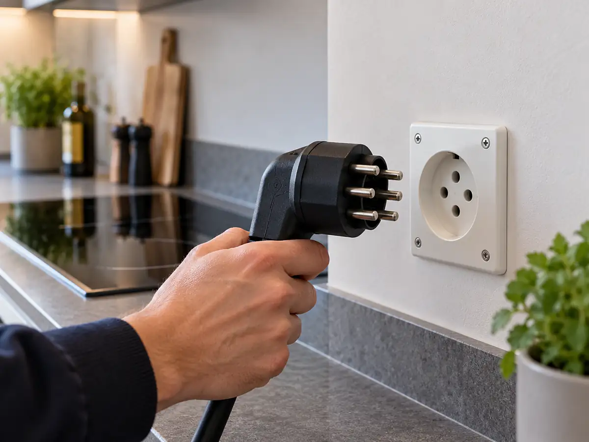 Aansluiting voor een elektrische kookplaat in een keuken in Amsterdam