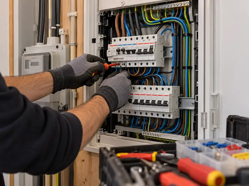 Elektricien past de groepen in de meterkast aan in een woning in Amsterdam